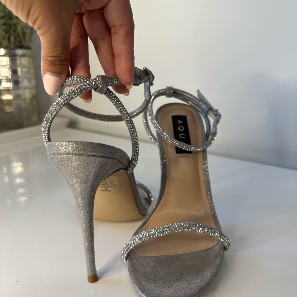 Aqua Shimmering Silver Heels